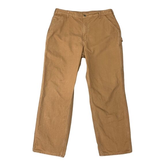 Carhartt Work Pants Mens 38x32 Pecan Original Dungaree Heavy Ripstop Cotton - Picture 1 of 13